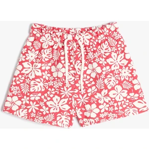 Çiçekli Şort Beli Bağlamalı