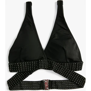 Bralet Bikini Üstü Üçgen Çapraz Nakışlı Kaplı