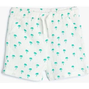 Şort Baskılı Cepli Dokulu Pamuklu