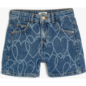 Kot Şort Kalp Baskılı Pamuklu