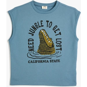 Atlet Timsah Baskılı Bisiklet Yaka Kolsuz