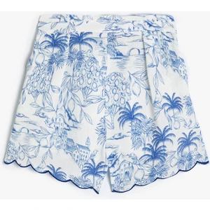 Şort Etek Baskılı Beli Lastikli