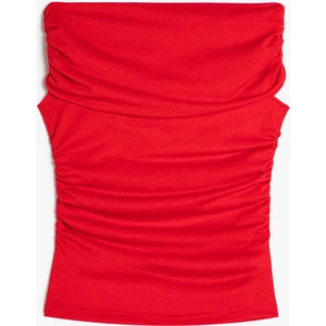 Drapeli Tişört Kayık Yaka Kolsuz Slim Fit
