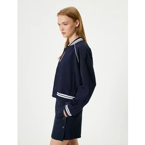 Bomber Ceket Çıtçıt Düğmeli Biyeli Cep Detaylı