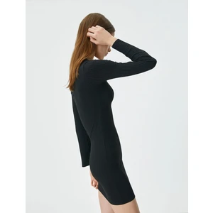 Elbise Mini Yuvarlak Yaka Fitilli