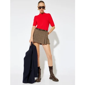 Kısa Kollu Basic Triko Kazak Dik Yaka