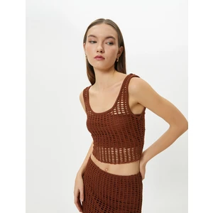 Fileli Crop Atlet Kalın Askılı U Yaka Slim Fit