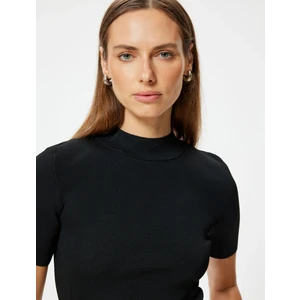 Kısa Kollu Basic Triko Kazak Dik Yaka