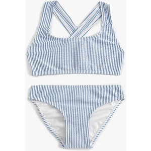 Çizgili Bikini Takımı Çapraz Askılı