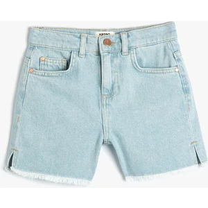 Basic Kot Şort Püskül Detaylı Pamuklu