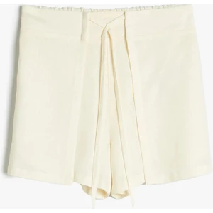 Keten Şort Etek Beli Lastikli