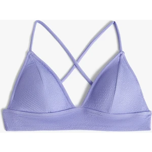 Üçgen Bikini Üstü Dokulu Çapraz Askılı Kaplı