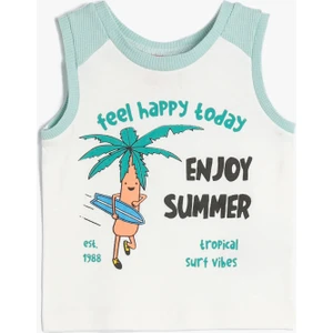 Atlet Pamuklu Baskılı Yuvarlak Yaka