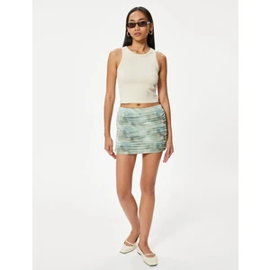 Tül Drapeli Mini Etek Astarlı