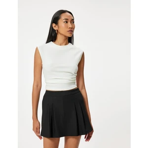 Mini Pileli Şort Etek Slim Fit Standart Bel