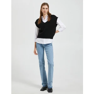 V Yaka Süveter Örgü Ribanalı