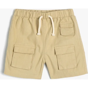 Şort Kapaklı Cepli Beli Bağlamalı Pamuklu