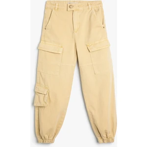 Jogger Kargo Cepli Pantolon Düğmeli Pamuklu