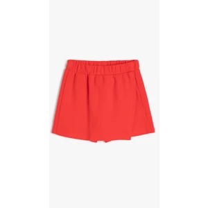 Basic Mini Şort Etek Kruvaze Beli Lastikli Pamuklu
