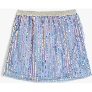 Pullu Payetli Etek Astarlı Beli Lastikli