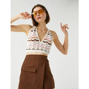 Crop Atlet V Yaka Örgü Detaylı