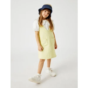 Dokulu Basic Salopet Elbise Pamuklu V Yaka