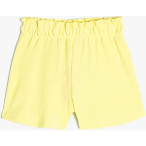 Basic Şort Dokulu Beli Lastikli Pamuklu