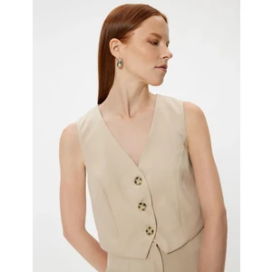 Yelek Düğmeli V Yaka Astarlı Slim Fit