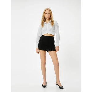 Mini Şort Etek Yırtmaç Detaylı Normal Bel