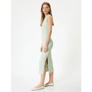 Midi Halter Yaka Elbise Dokulu