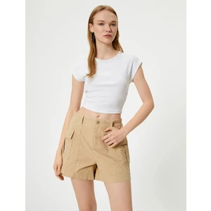 Kargo Şort Cep Detaylı Düğmeli Pamuklu