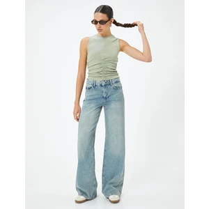 Crop Fitilli Atlet Bisiklet Yaka Drapeli Pamuklu