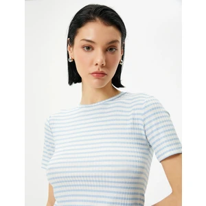 Basic Tişört Kısa Kollu Bisiklet Yaka Fitilli