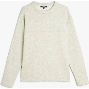 Dikiş Detaylı Şardonlu Pamuklu Basic Bisiklet Yaka Sweatshirt