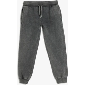 Beli Bağcıklı Pamuklu Yıkamalı Basic Eşofman Altı