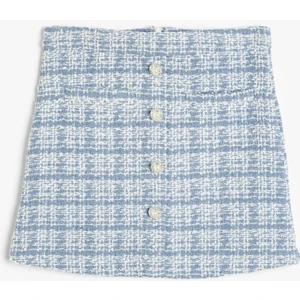 Tüvit Etek Çiçekli Düğme Detaylı