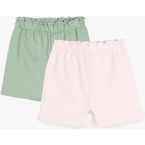 Pamuklu Beli Lastikli 2'li Basic Şort Seti