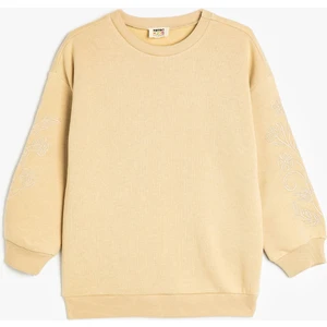 Basic Sweatshirt Şardonlu Bisiklet Yaka