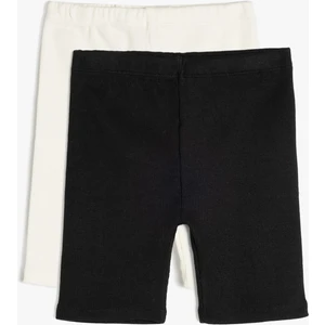 2'li Basic Kısa Tayt Beli Lastikli Pamuklu