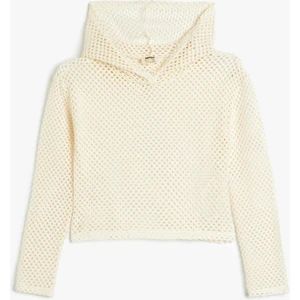 Kapşonlu Sweatshirt File Detaylı Uzun Kollu