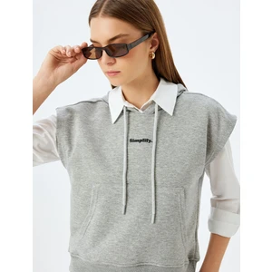 Kolsuz Kapüşonlu Sweatshirt Baskı Detaylı Rahat Kalıp