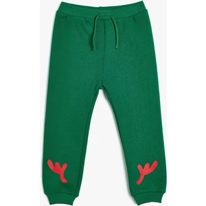 Jogger Eşofman Altı Beli Bağlamalı Baskılı Şardonlu