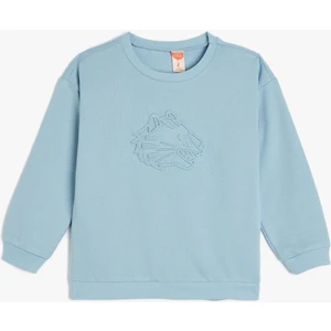 Kaplan Desenli Uzun Kollu Bisiklet Yaka Sweatshirt