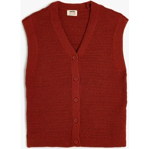 Düğmeli V Yaka Triko Yelek