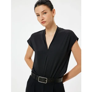 V Yaka Krep Bluz Kap Kol