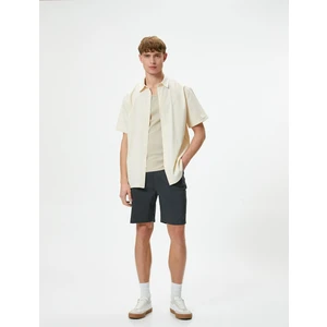 Kumaş Şort Slim Fit Düğmeli Cep Detaylı