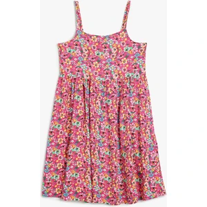 Elbise Ince Askılı Çiçek Desenli