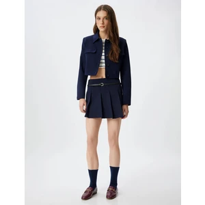 Pileli Mini Şort Etek Standart Bel