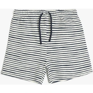 Çizgili Pamuklu Beli Bağlamalı Şort