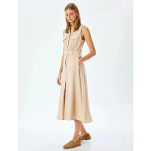 Kolsuz Cepli Kemerli Uzun Gömlek Elbise